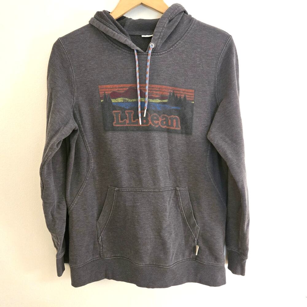 L.L.Bean Heritage Mountains Graphic Hoodie Medium Grey Pullover